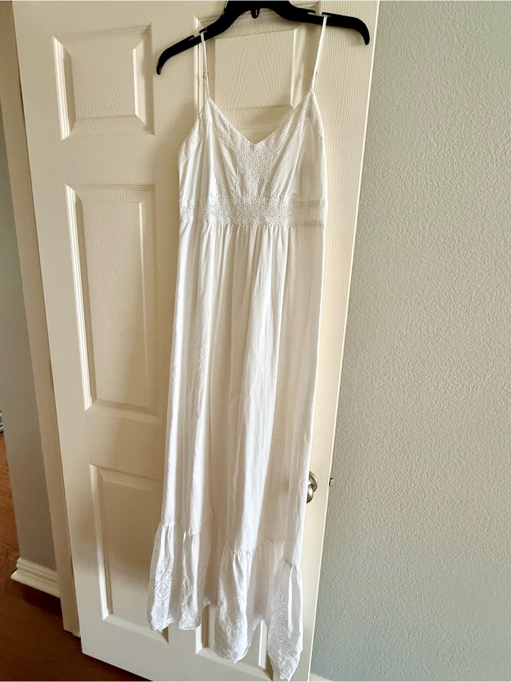 Banana Republic White Lace-Trim Long Slip Dress